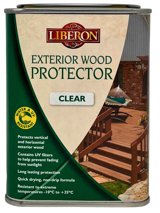 Liberon Exterior Wood Protector protects vertical and horizontal exterior wood from weathering
