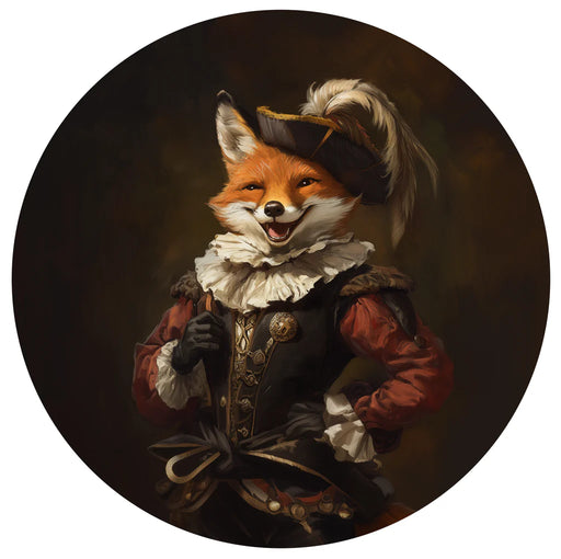 Fox character in a suit with a dark background