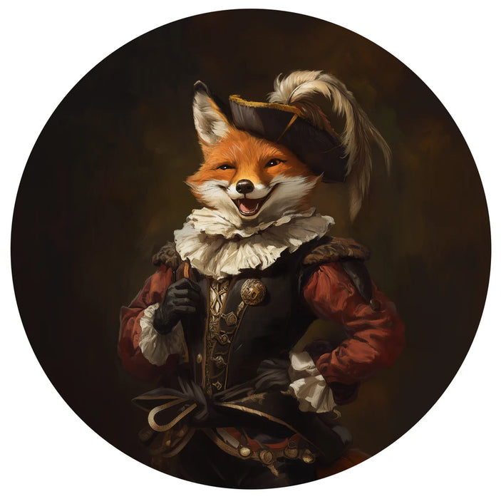 Fox character in a suit with a dark background