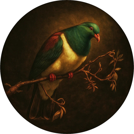 Colorful bird perched on a branch against a dark background