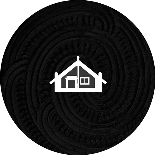 Black tire with white tent icon in the center
