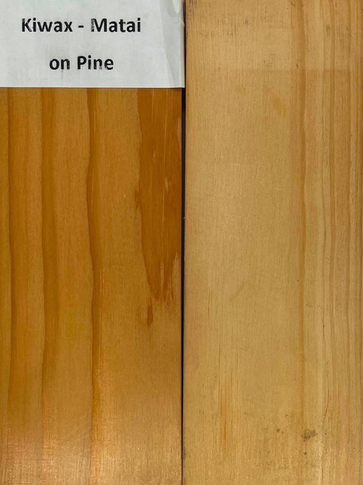 Matai Kiwax Wax Polish sample on pine
