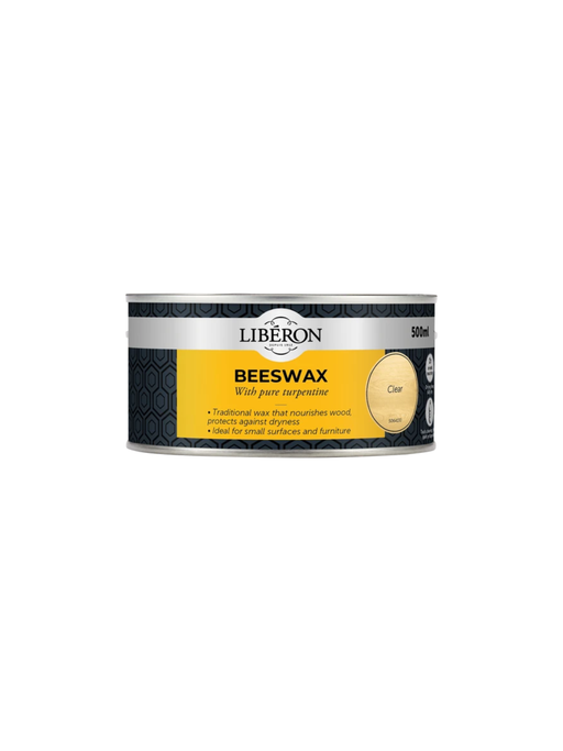 A 500ml can of Liberon Beeswax wood finish in the 'Clear'