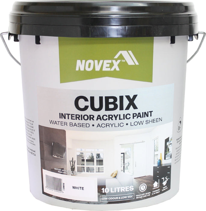 10L pail of white Novex CUBIX Interior Acrylic Paint 