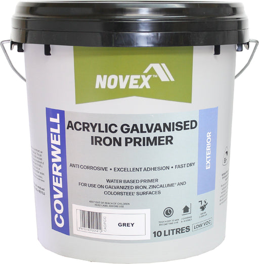 10L pail of Novex Coverwell Acrylic Galvanisd Iron Primer 