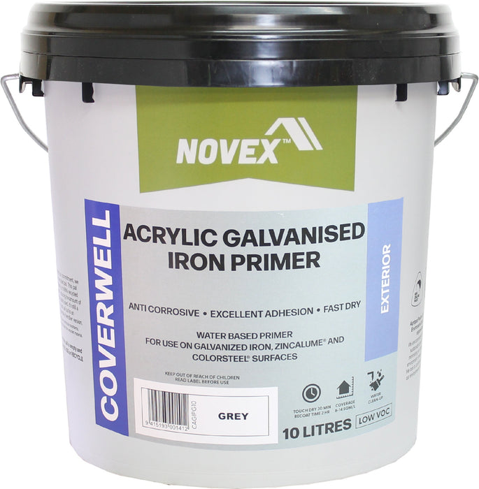 10L pail of Novex Coverwell Acrylic Galvanisd Iron Primer 
